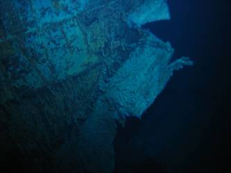 Stbd side of ship's inverted bow